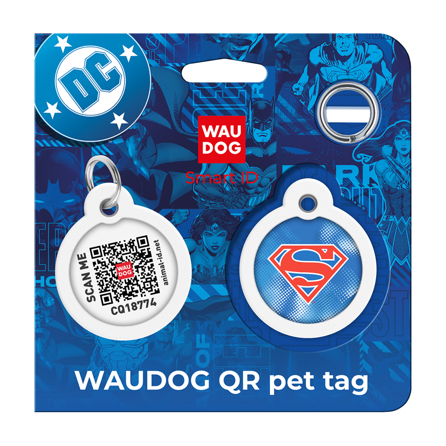 Адресник для собак і котів металевий WAUDOG Smart ID з QR паспортом, малюнок 