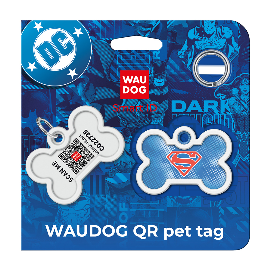 Адресник для собак і котів металевий WAUDOG Smart ID з QR паспортом, малюнок 