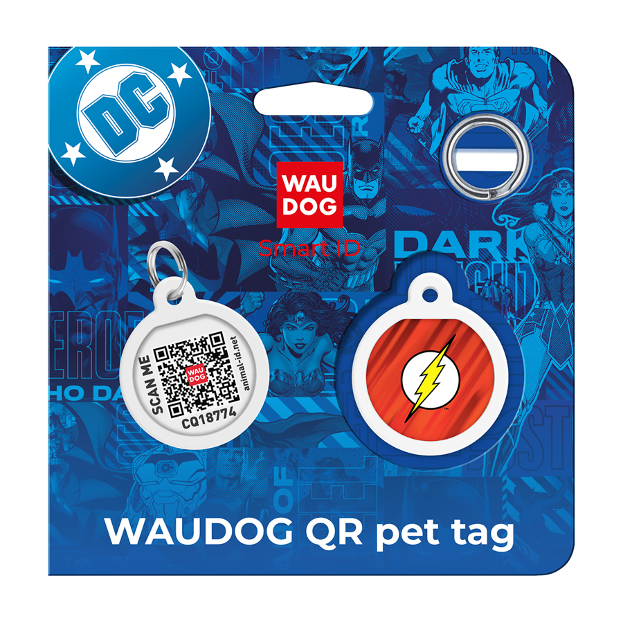 Адресник для собак і котів металевий WAUDOG Smart ID з QR паспортом, малюнок 