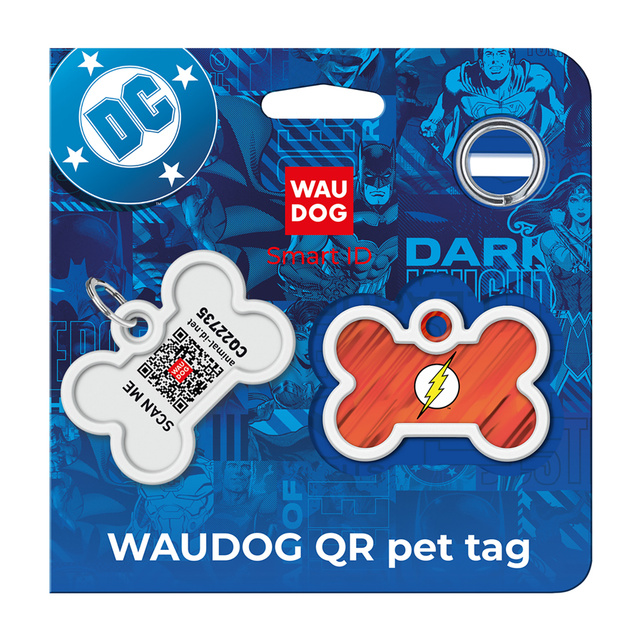 Адресник для собак і котів металевий WAUDOG Smart ID з QR паспортом, малюнок 