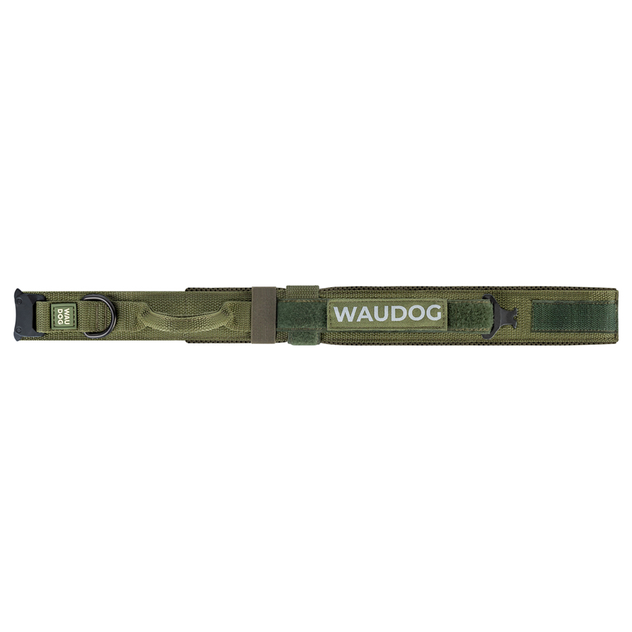 Нашийник з ручкою тактичний для собак WAUDOG PRO, металевий фастекс, M, Ш 50 мм, Дл 38-47, хакі