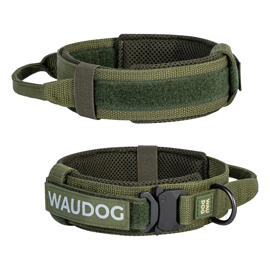 Нашийник з ручкою тактичний для собак WAUDOG PRO, металевий фастекс, XL, Ш 50 мм, Дл 53-62, хакі