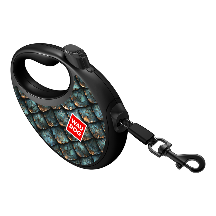 Повідець-рулетка для собак WAUDOG R-leash з контейнером для пакетів, малюнок 