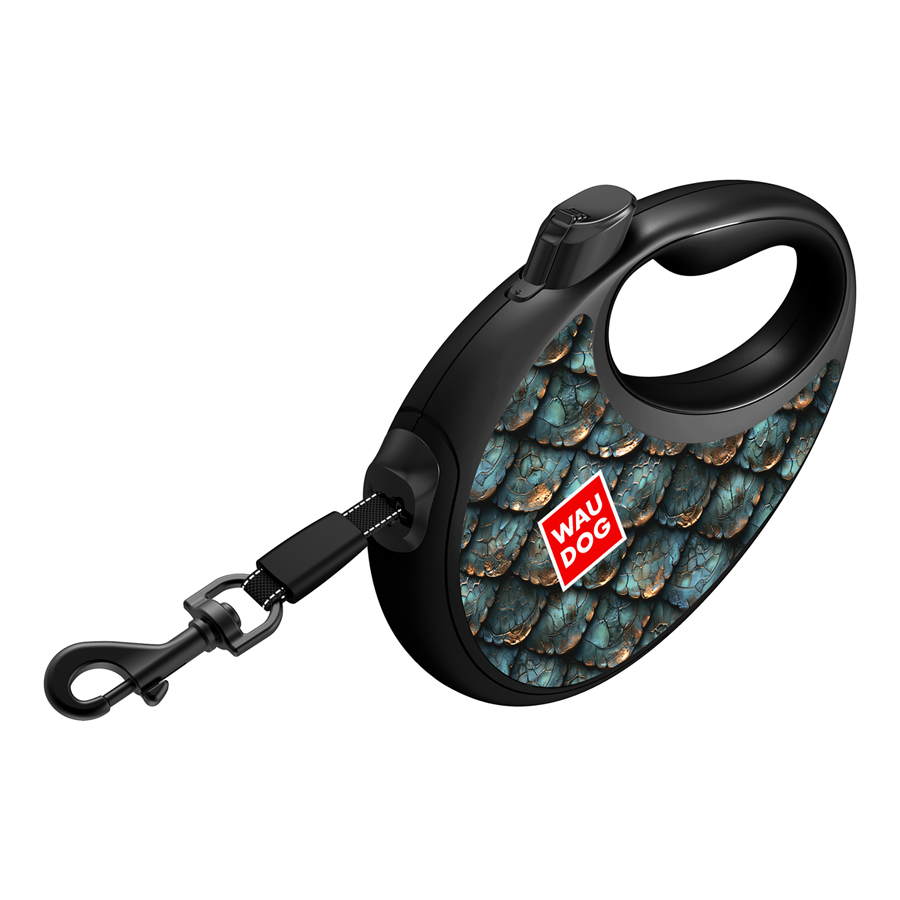 Повідець-рулетка для собак WAUDOG R-leash з контейнером для пакетів, малюнок 