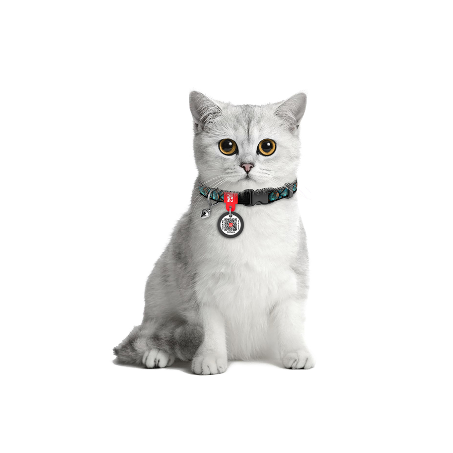 Нашийник для котів нейлоновий WAUCAT Nylon з QR адресником, малюнок 