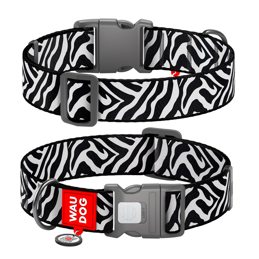 Нашийник для собак нейлоновий WAUDOG Nylon з QR адресником, малюнок 