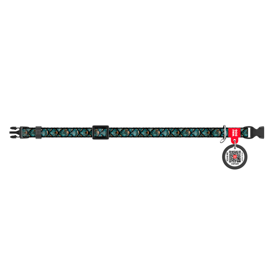 Нашийник для котів та дрібних порід собак нейлоновий WAUDOG Nylon з QR адресником, малюнок 
