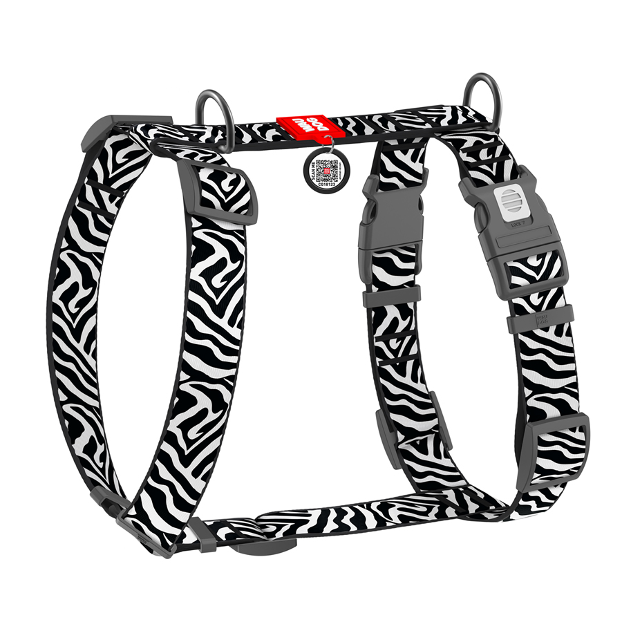 Шлея для собак анатомічна H-подібна WAUDOG Nylon з QR-паспортом, малюнок 