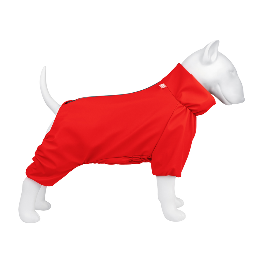 Дощовик для собак WAUDOG Clothes, водонепроникний, M35, В 59-62 см, С 37-40 см, червоний