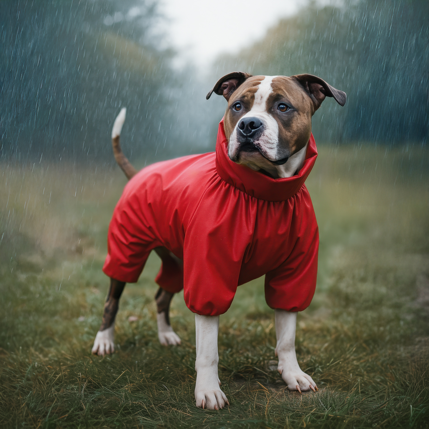 Дощовик для собак WAUDOG Clothes, водонепроникний, L55, В 77-79 см, С 50-55 см, червоний