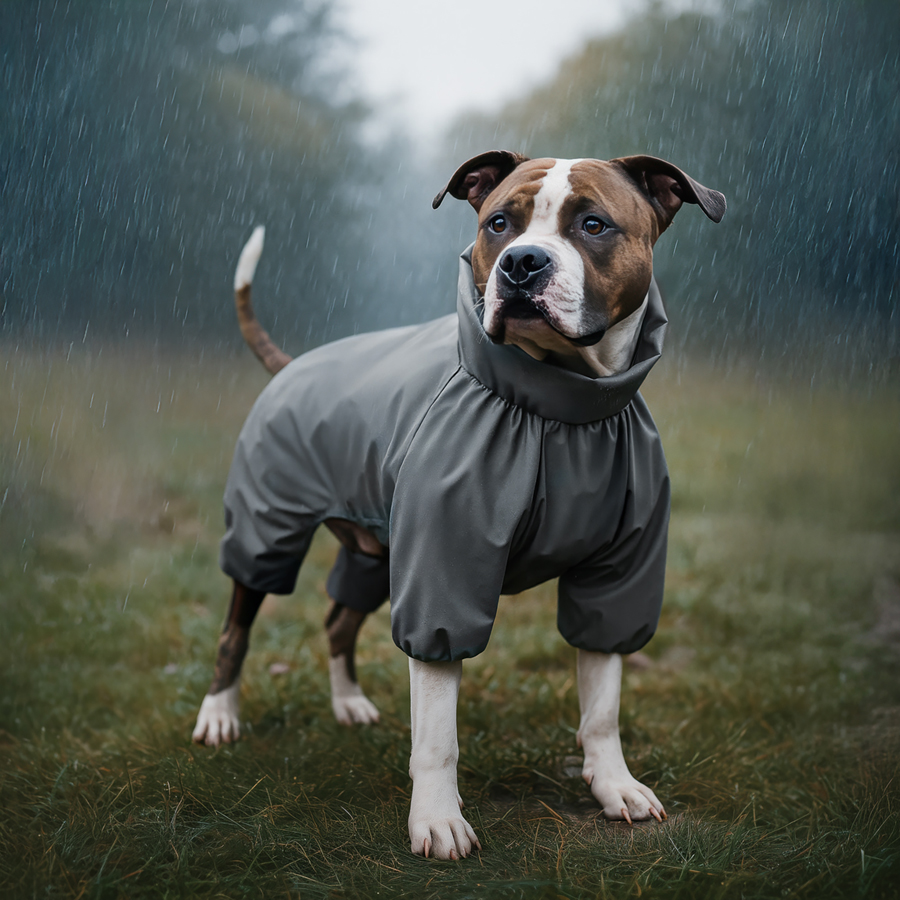 Дощовик для собак WAUDOG Clothes, водонепроникний, M45, В 55-60 см, С 37-40 см, сірий