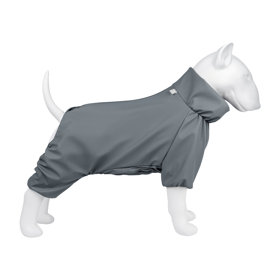Дощовик для собак WAUDOG Clothes, водонепроникний, M45, В 55-60 см, С 37-40 см, сірий
