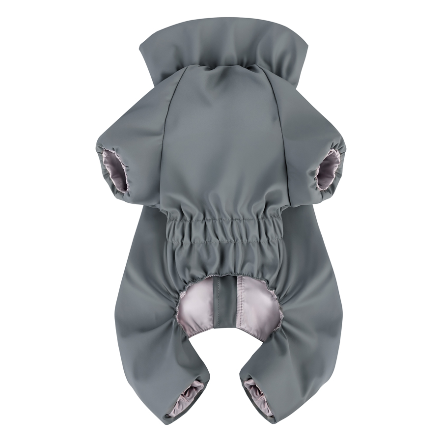 Дощовик для собак WAUDOG Clothes, водонепроникний, M45, В 55-60 см, С 37-40 см, сірий