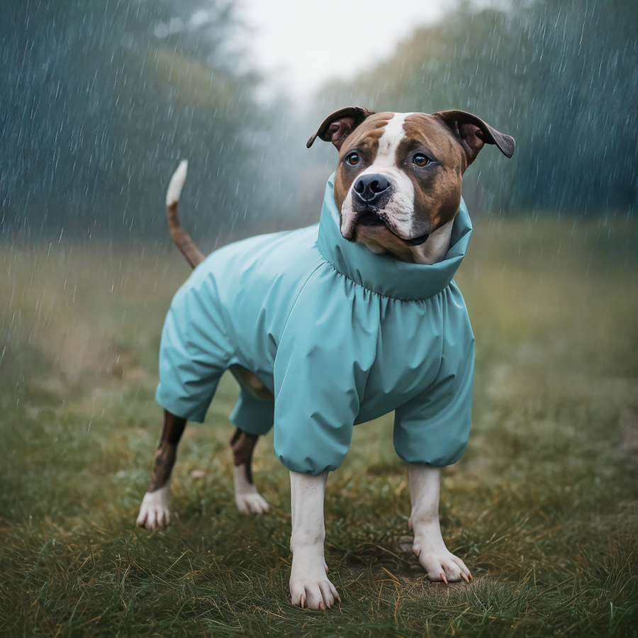 Дощовик для собак WAUDOG Clothes, водонепроникний, M45, В 55-60 см, С 37-40 см, блакитний