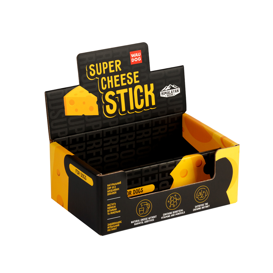 Дисплей WAUDOG Superfood для сирних паличок, картон, 16х9х6,5 см, Українська