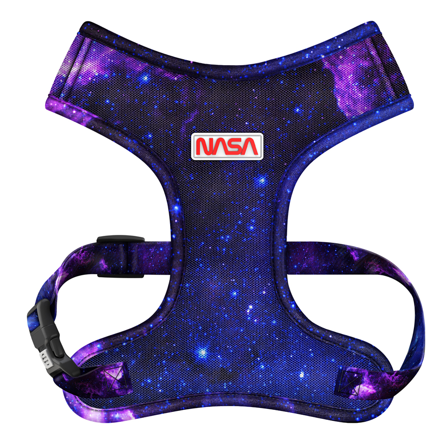 Шлея для собак дихаюча WAUDOG Mesh с QR адресником, малюнок «NASA21», XS, А 24 см, В 30-36 см