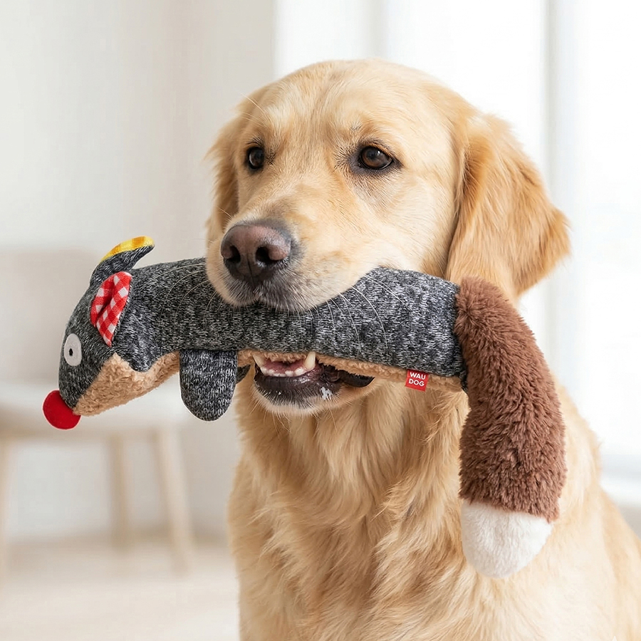 Іграшка для собак WAUDOG Fun Plush Єнот, трикотаж, Ш 7 см, Д 24 см, L