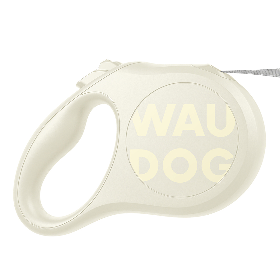 Повідець-рулетка для собак WAUDOG R-leash Monochrome White, M, до 25 кг, 5 м, світловідбивна стрічка, біла