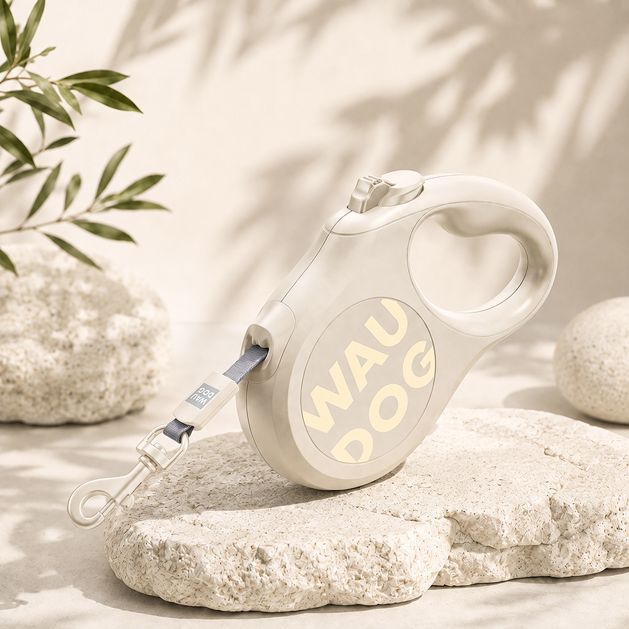Повідець-рулетка для собак WAUDOG R-leash Monochrome White, L, до 50 кг, 5 м, світловідбивна стрічка, біла