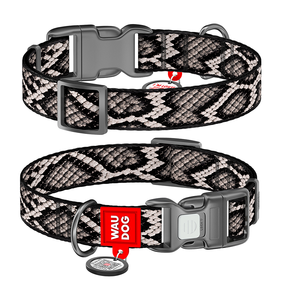 Нашийник для собак нейлоновий WAUDOG Nylon з QR адресником, малюнок 